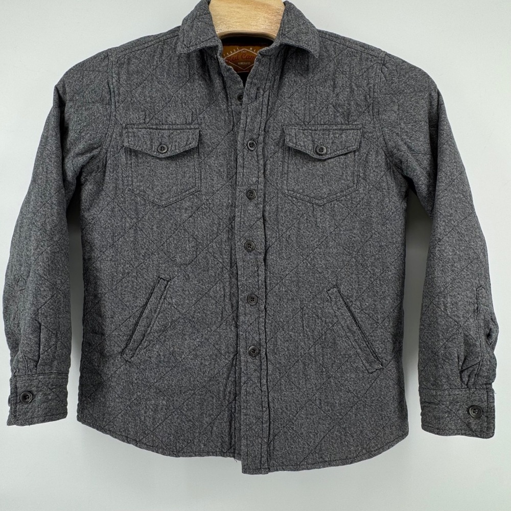 Red Camel Shirt Jacket Men Med Heritage‎ Quilted Workwear Shacket Grey Long Slv